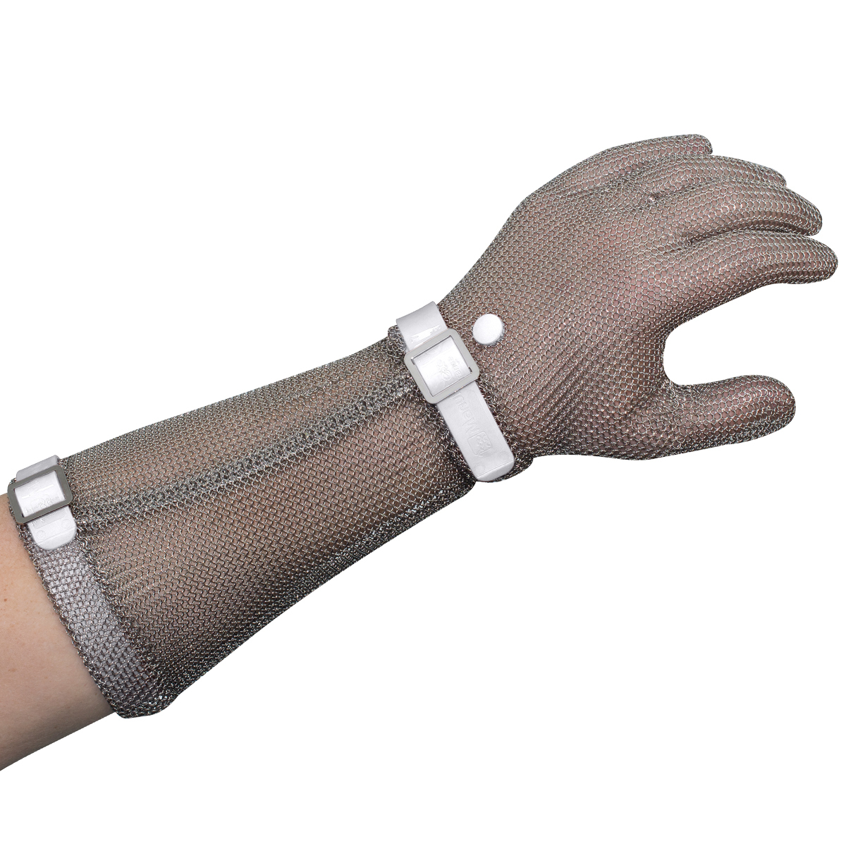 Manulatex Chain Mesh Glove, Long Cuff With Strap