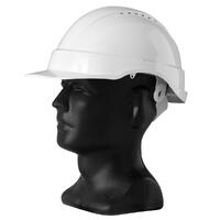 Hard Hat, Vented with Ratchet Harness - White
