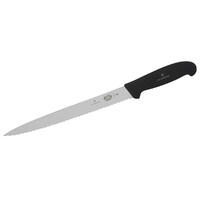 Victorinox Slicing Knife, 25cm (10) - Scalloped Edge, Mid Point - Black