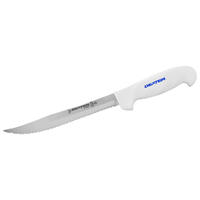 Dexter Slicing Knife, 21cm (8) - Pointed, Scalloped Tiger Edge - White Dexter Slicing Knife, 21cm (8) - Pointed, Scalloped Tiger Edge - White