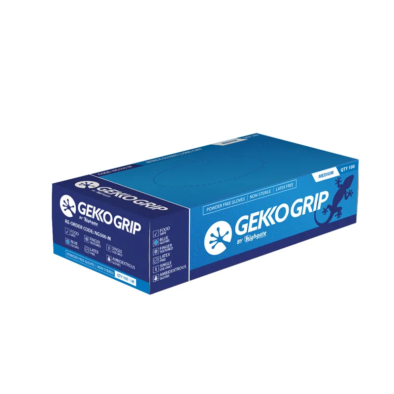 Gekko Grip Nitrile Gloves, Long Cuff, Small - 2XL, 100/pk