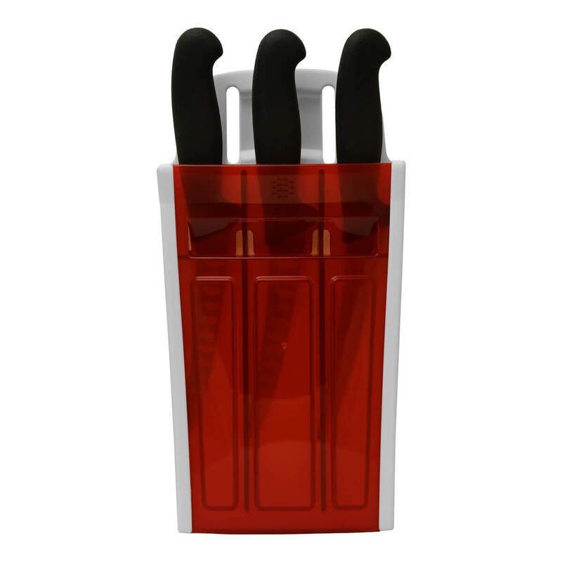 Knife Pouch, 3 Holder, Clear Red Front