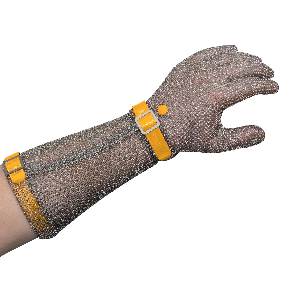 Manulatex Chain Mesh Glove, Long Cuff With Strap