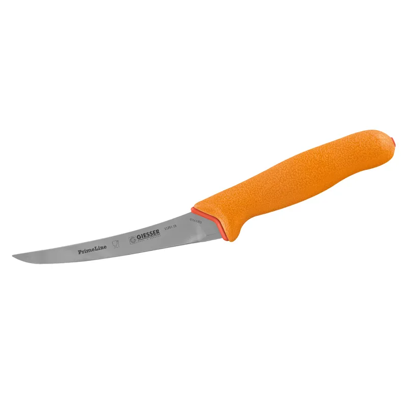 Giesser PrimeLine Boning Knife 6” Inch (15cm) Curved Narrow Stiff Blade Orange