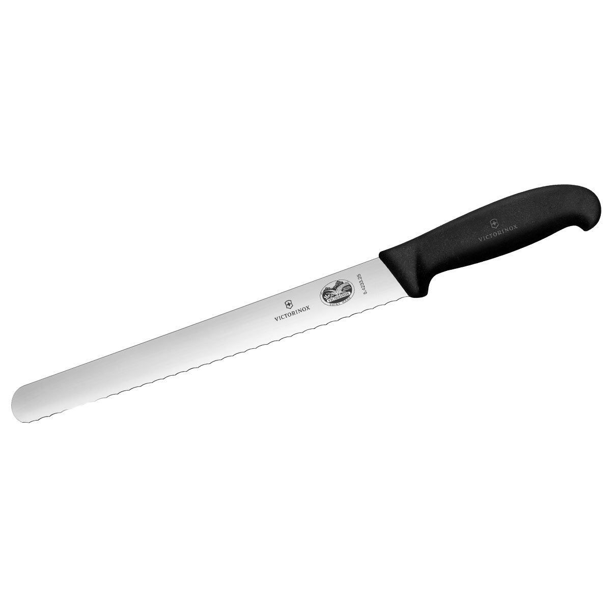 Victorinox Slicing Knife, 36cm (14) - Scalloped Edge, Round Tip - Black