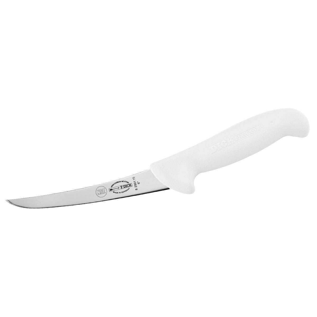 F Dick Boning Knife 15cm Curved Narrow Stiff Ergogrip White