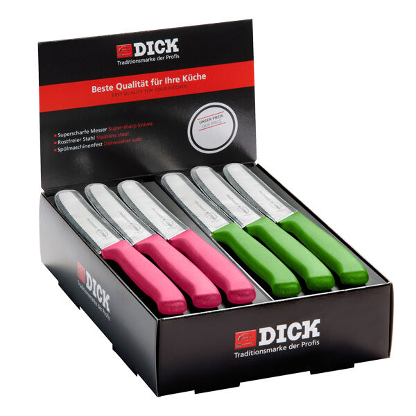 F.Dick Paring Knife Pack, 11cm (4 1/2) Pink/Green (Box of 40)