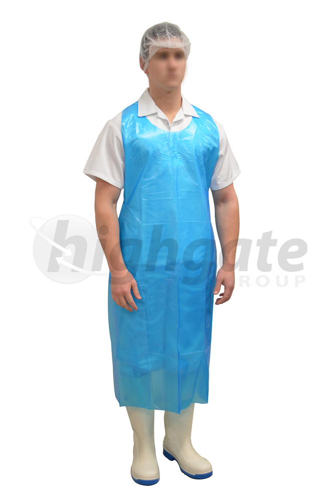 Disposable Aprons, 960mm x 1500mm + 40mm header -  Blue 500/ctn