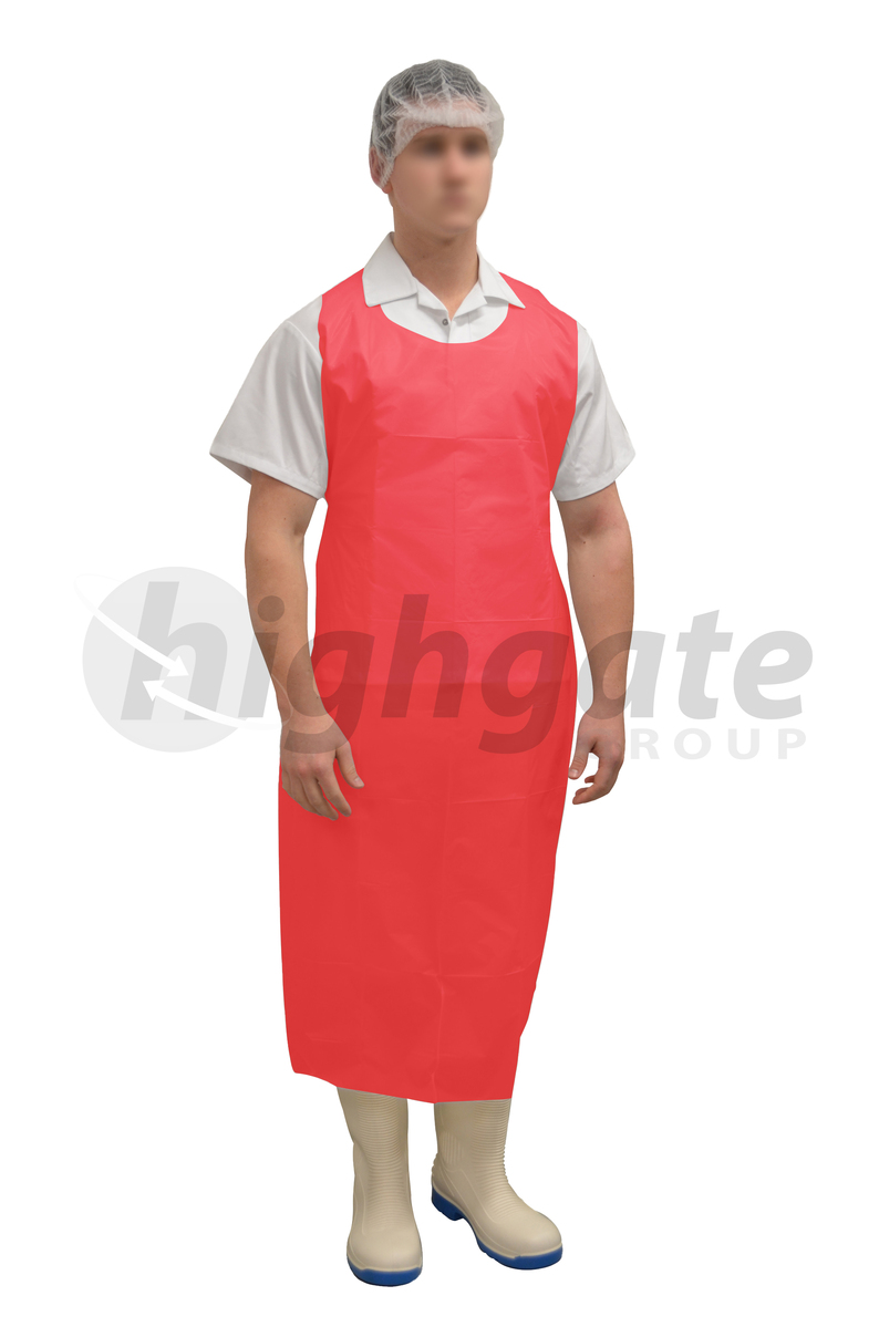 Long Disposable Aprons, 960x1500mm - Red 500/ctn
