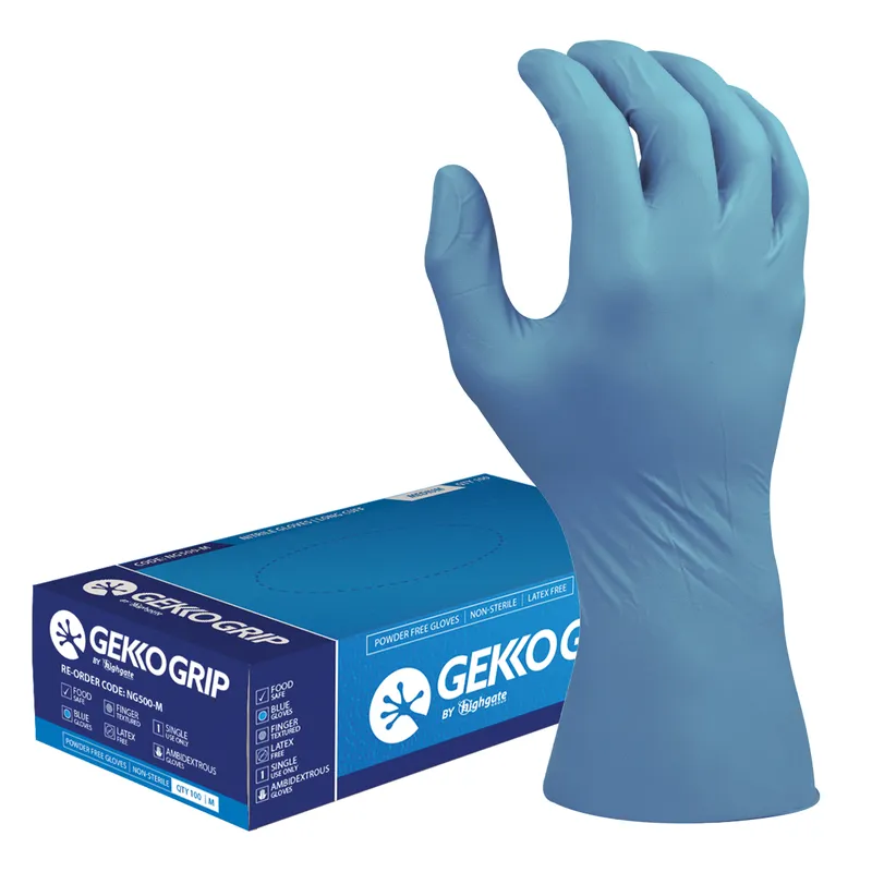 Gekko Grip Nitrile Gloves, Long Cuff, Small - 2XL, 100/pk
