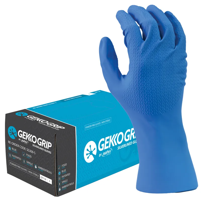Gekko Zigzag Grip Silverlined Gloves, Small - 2XL 50/pk