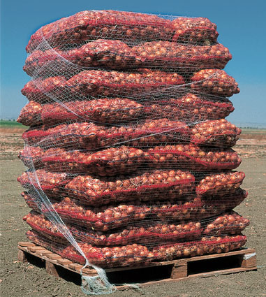 Stretch Pallet Netting - fresh produce pallet wrapped with stretch netting