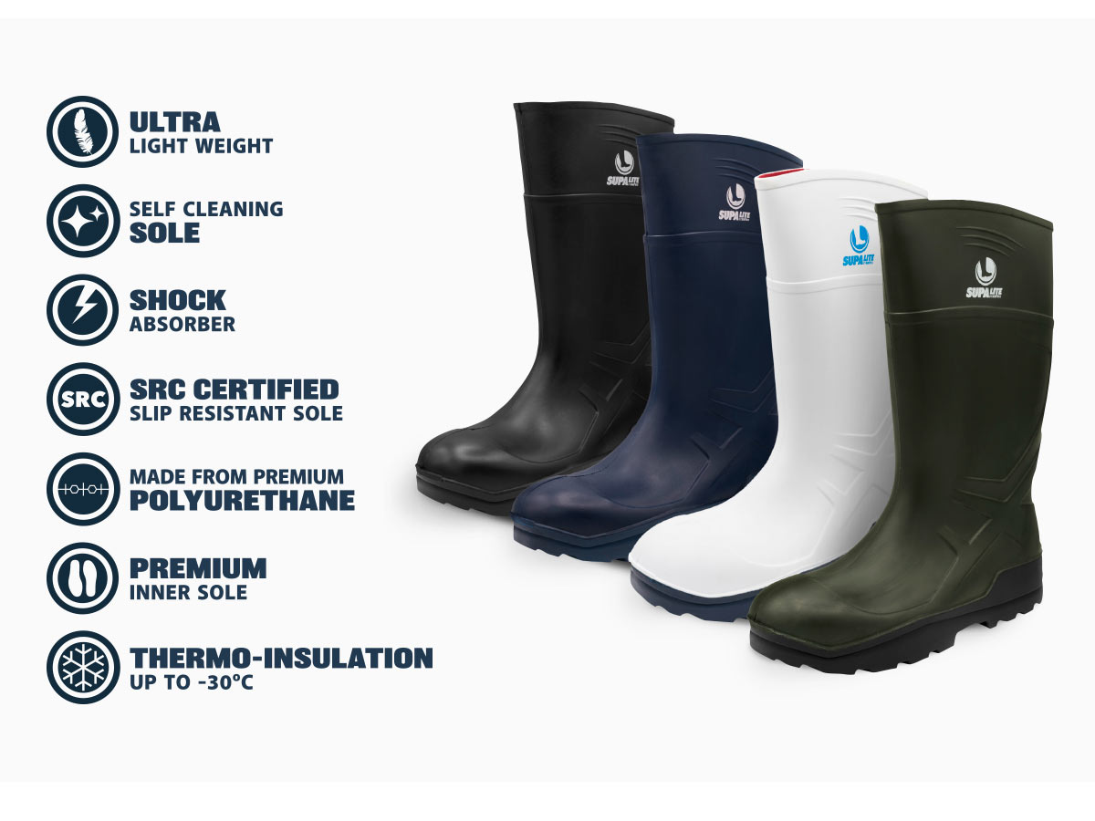 The world's lightest weight food gumboot for the food processing industry