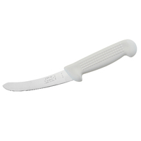 Victory Hollow Ground Boning Knife 5” Inch (13cm) Curved, Stiff, Rounded Tip - White