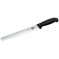 Victorinox Slicing Knife, 25cm (10) - Scalloped Edge, Round Tip - Black