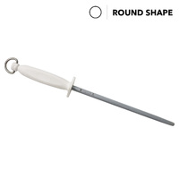 Egginton Steel, Regular Cut Round, 10" (25cm) White Handle 