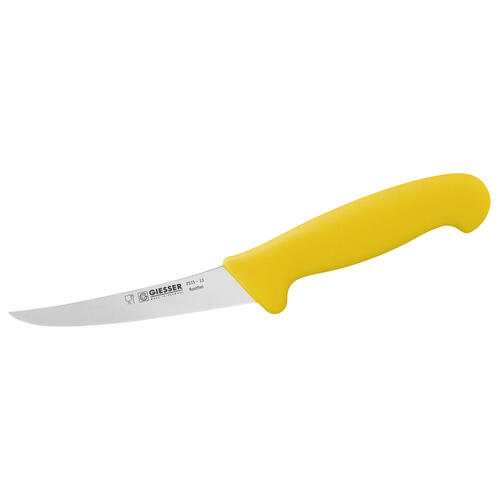 Giesser Boning Knife, 5” Inch (13cm) Curved Narrow Stiff Blade - Yellow