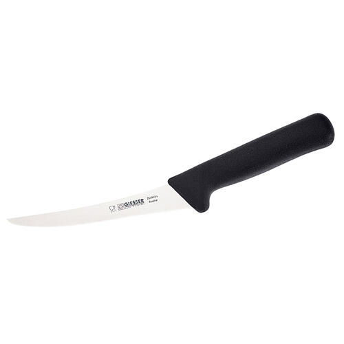 Giesser Boning Knife 6” Inch (15cm) Curved Stiff No Heel Handle - Black
