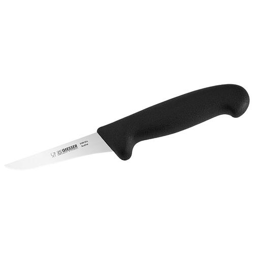 Giesser Poultry Boning Knife 4” Inch (10cm) Straight, Stiff, Tapered, Narrow Blade - Black
