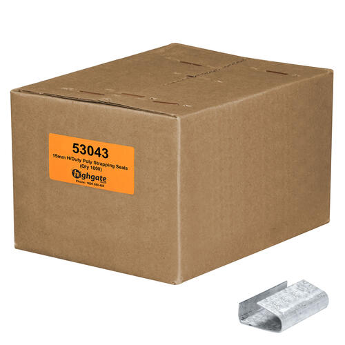 STALLION Poly Strapping Seals, Heavy Duty, 15mm (1000/carton)