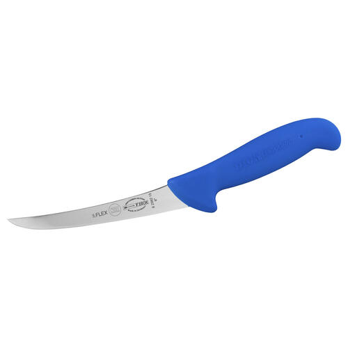 F.Dick Boning Knife, 15cm (6) - Curved, Narrow, Semi-Flexible, ErgoGrip - Blue