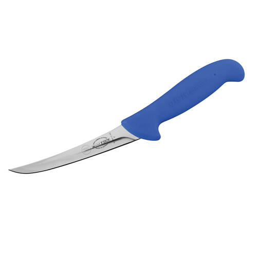 F.Dick ErgoGrip Boning Knife 6” Inch (15cm) Curved, Stiff, Hollow Ground, Narrow Blade - Blue