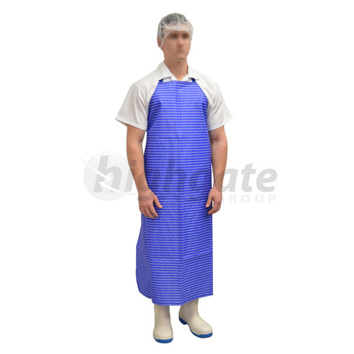 Long Butchers Apron, Nylon-Coated - Blue/White Stripe