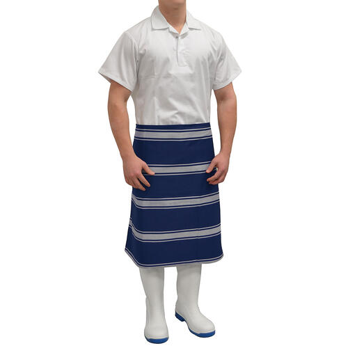 Navy Lap Butchers Apron - Blue/White Stripe