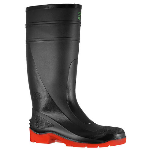 Bata PVC/Nitrile Gumboots, Safety Toe - Black/Red