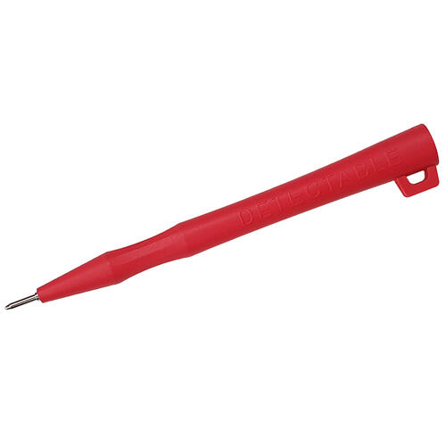 Metal Detectable Stick Pen, Red with Lanyard Loop